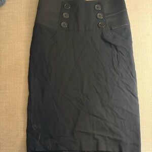 Matty M Black High-Waist Button-Front Pencil Skirt
